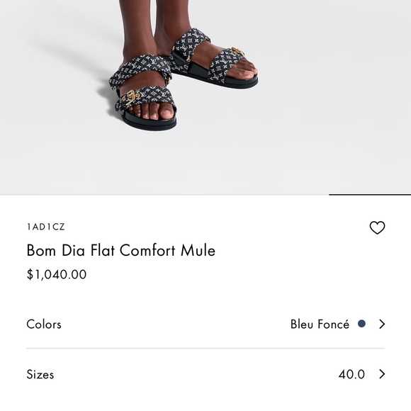 Louis Vuitton Bom Dia Flat Blue Denim Mule Bleu Foncé Size 8.5 - Picture 6 of 6